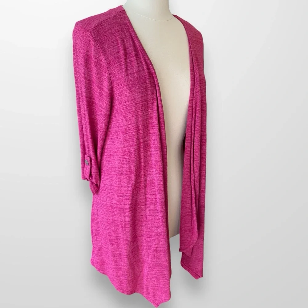 Christopher & Banks Large Cardigan‎ Sweater Top 3/4 Sleeve Lightweight Pink NEW